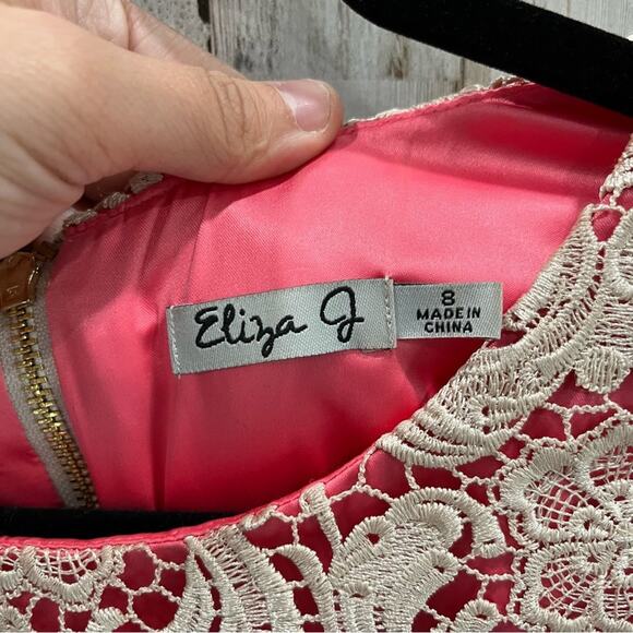 Eliza J Pink Brocade Overlay Lace Sheath Dress - Picture 2 of 9